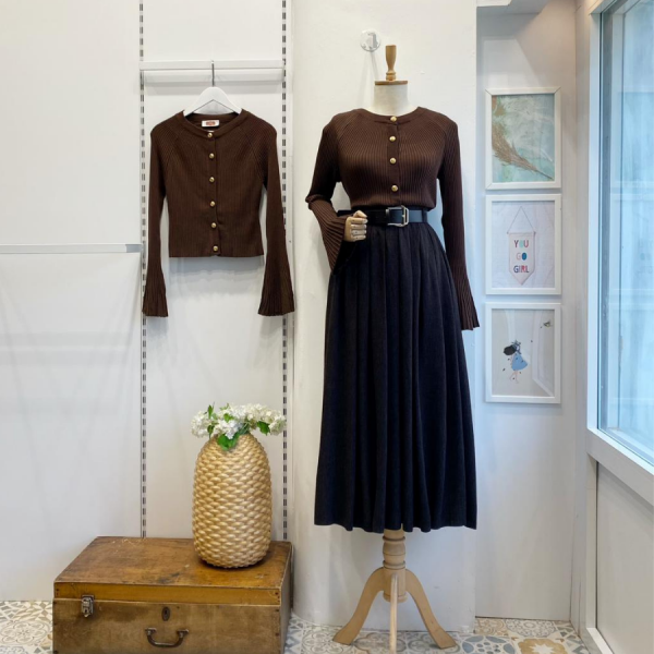 Deri Kemerli Acı Kahve Lacelle Yün Etek