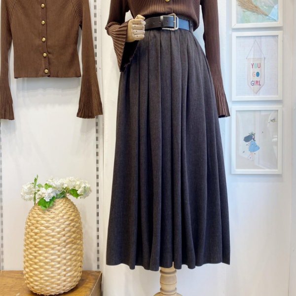 Deri Kemerli Acı Kahve Lacelle Yün Etek