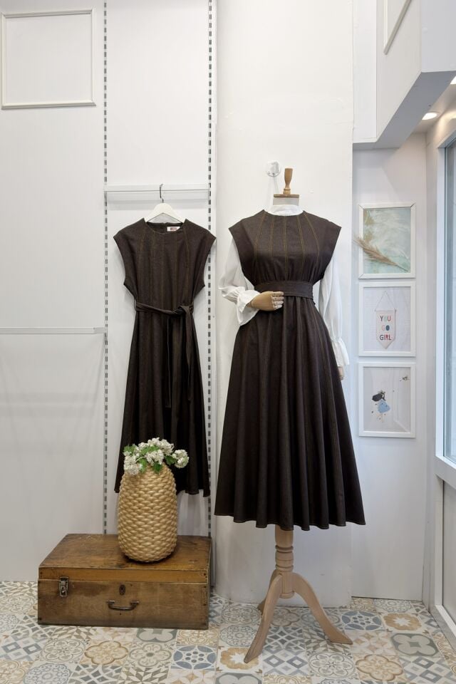 Acı Kahve Dikiş Detaylı Penny Kot Jile