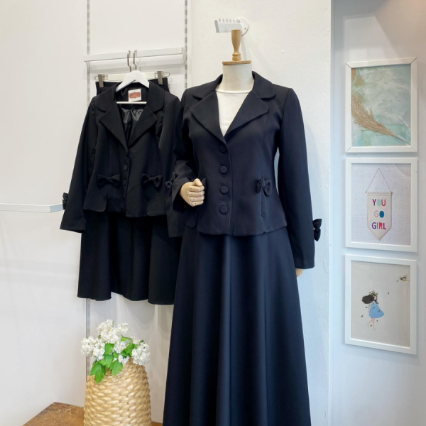 Kurdele Detaylı Siyah Cordelia Takım