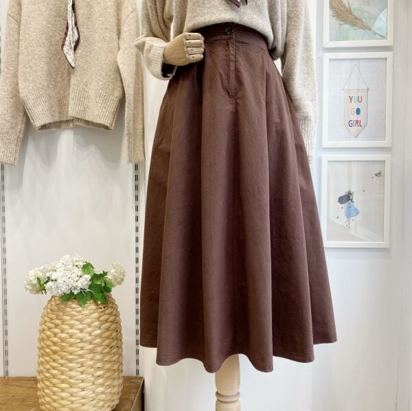 Kahverengi Poplin Kumaş Cinder Etek