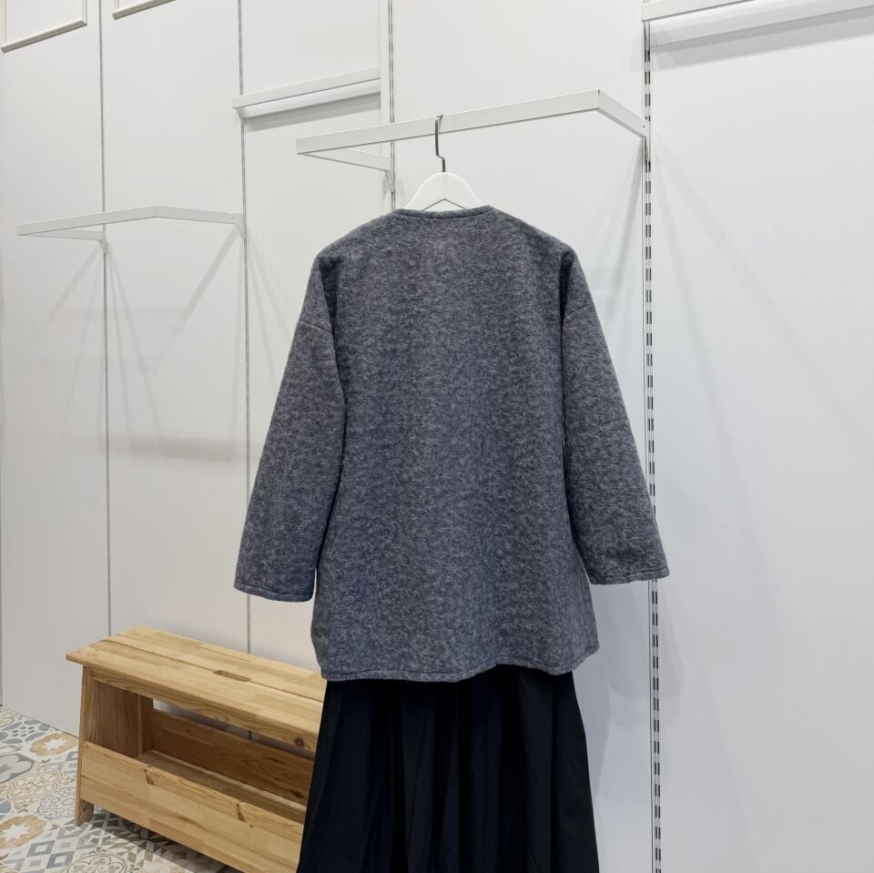 Gri Anvelop Bağcıklı Yün Ceket