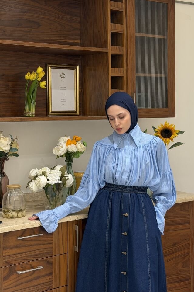 Mavi Robalı Alisia Gömlek