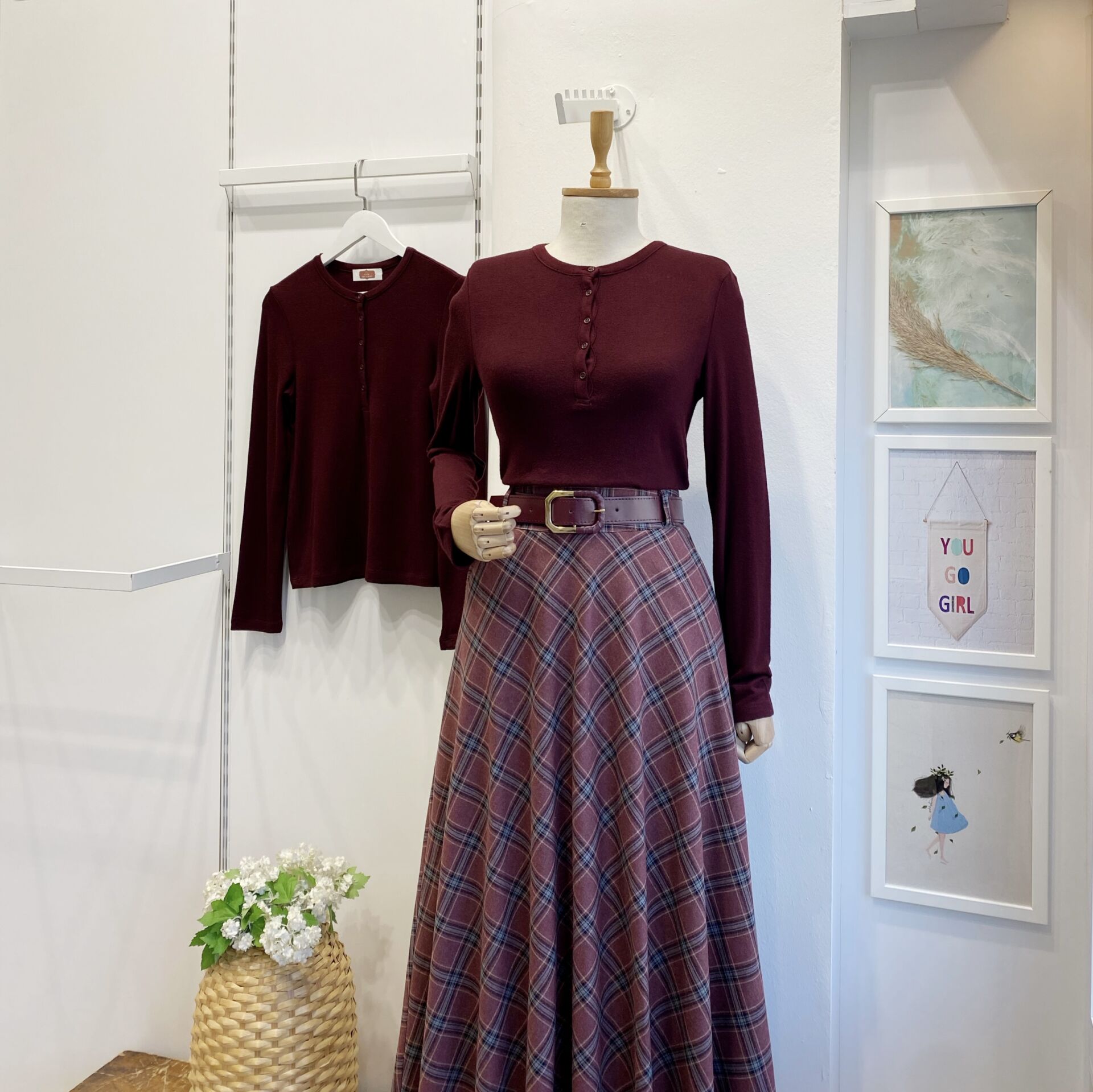 Bordo Düğmeli Blair Triko Bluz