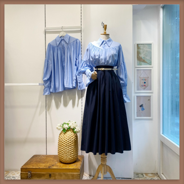 Lacivert Kemerli Lisa Etek