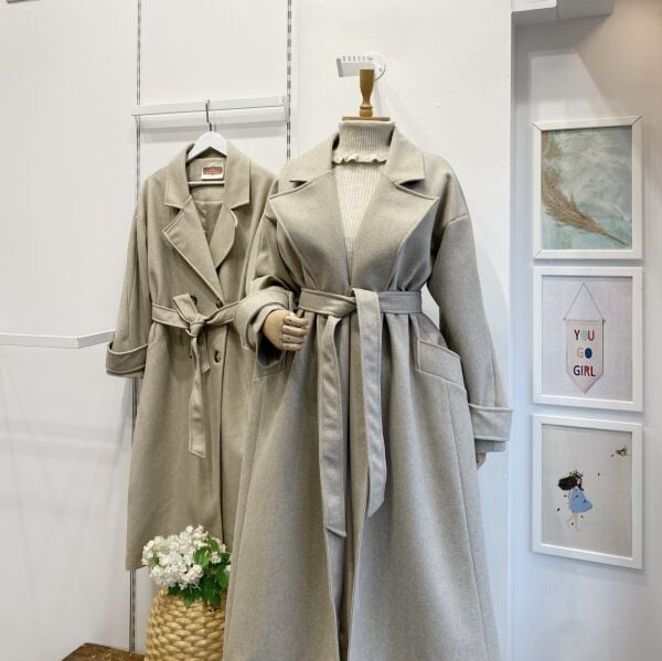 Vizon Kuşaklı Kaşe Kaban