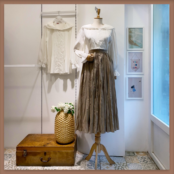 Koyu Vizon Keten Kumaş Crush Etek