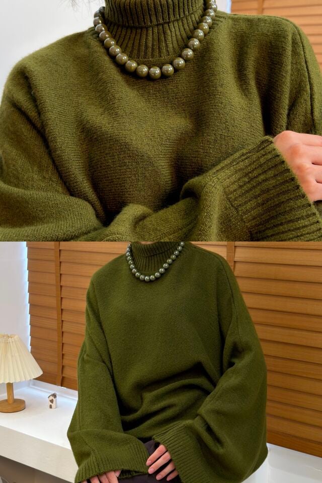 Yeşil Yarım Boğazlı Renee Kazak