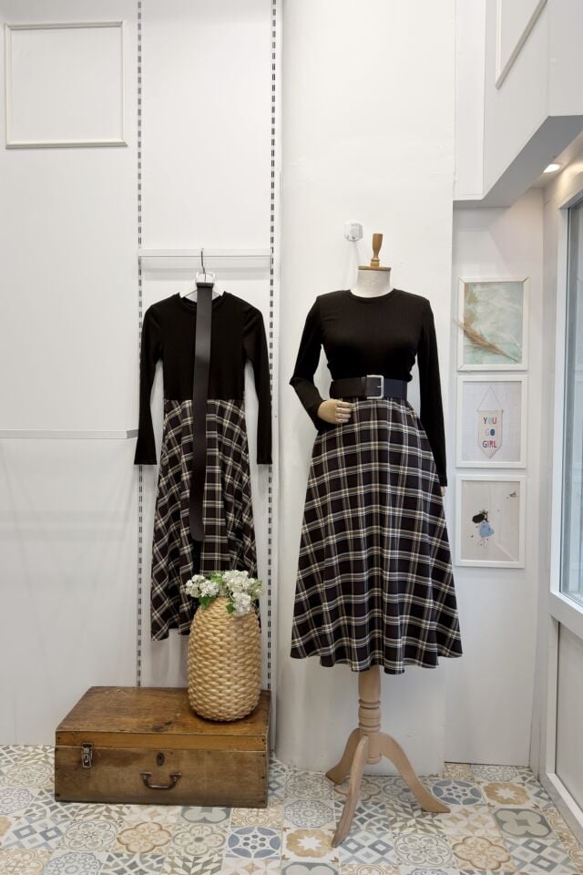 Eteği Ekose Detaylı Sorella Elbise