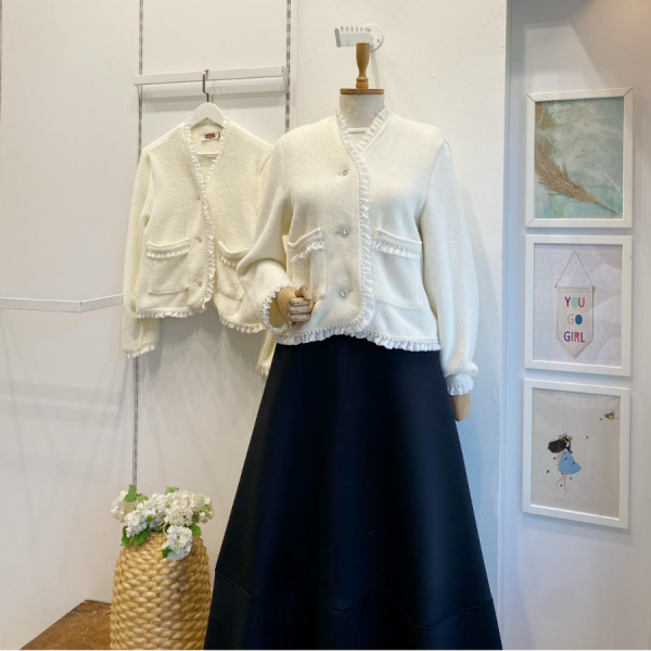 Beyaz Angora Pearl Hırka