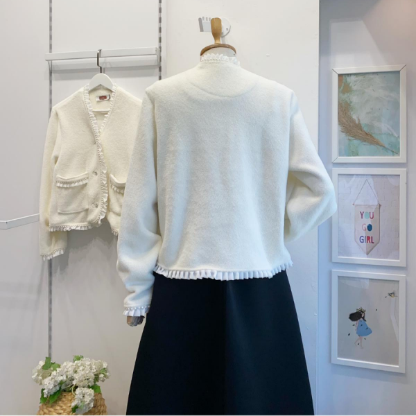 Beyaz Angora Pearl Hırka