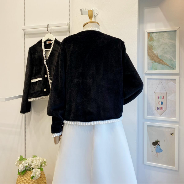 Siyah Angora Pearl Hırka