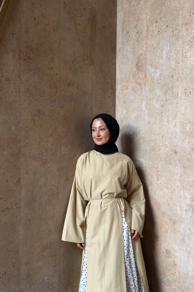 Yeşil Poplin Parçalı Aroha Tunik