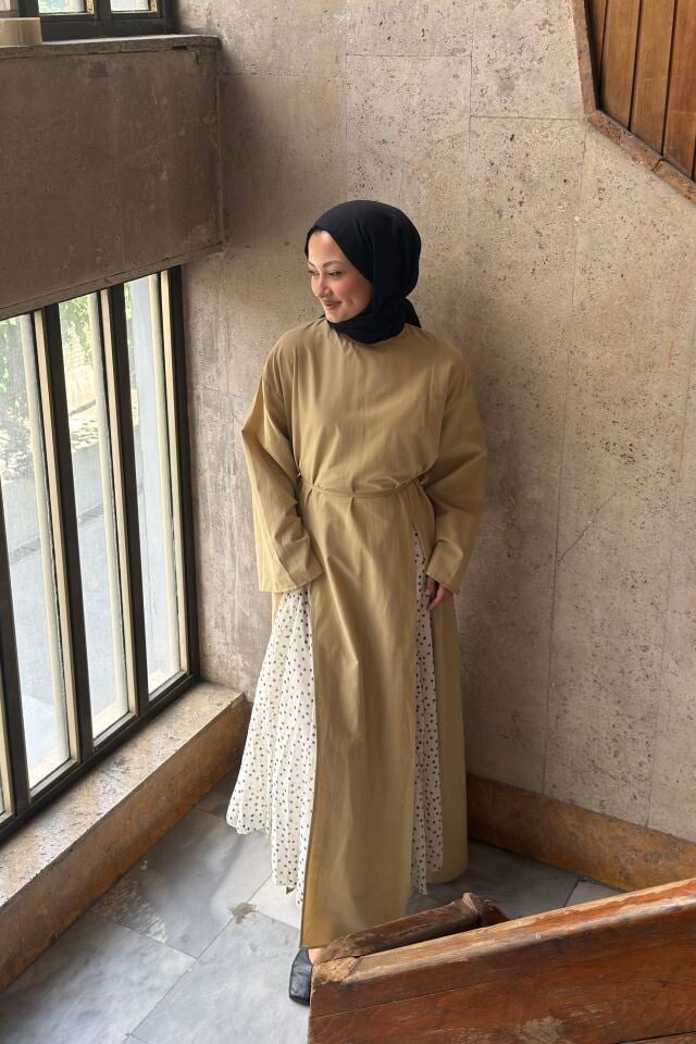 Yeşil Poplin Parçalı Aroha Tunik