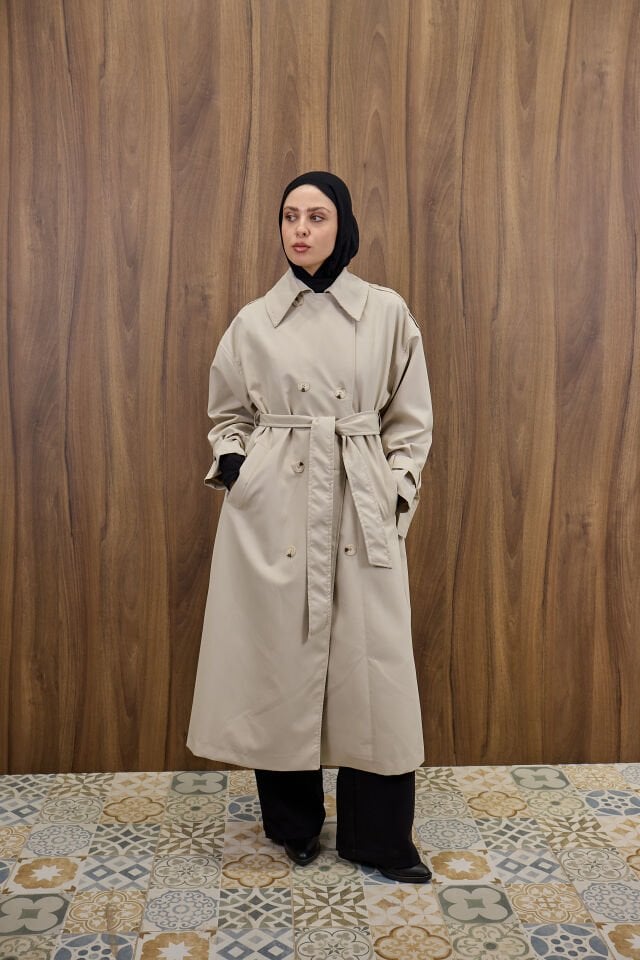 Taş Kemer Detaylı Trençkot