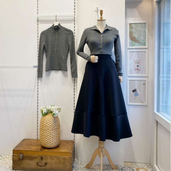 Siyah Dikiş Detaylı Scuba Etek