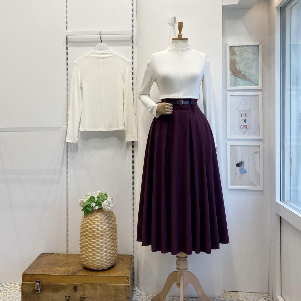 Bordo Kemer Detaylı Lavande Etek