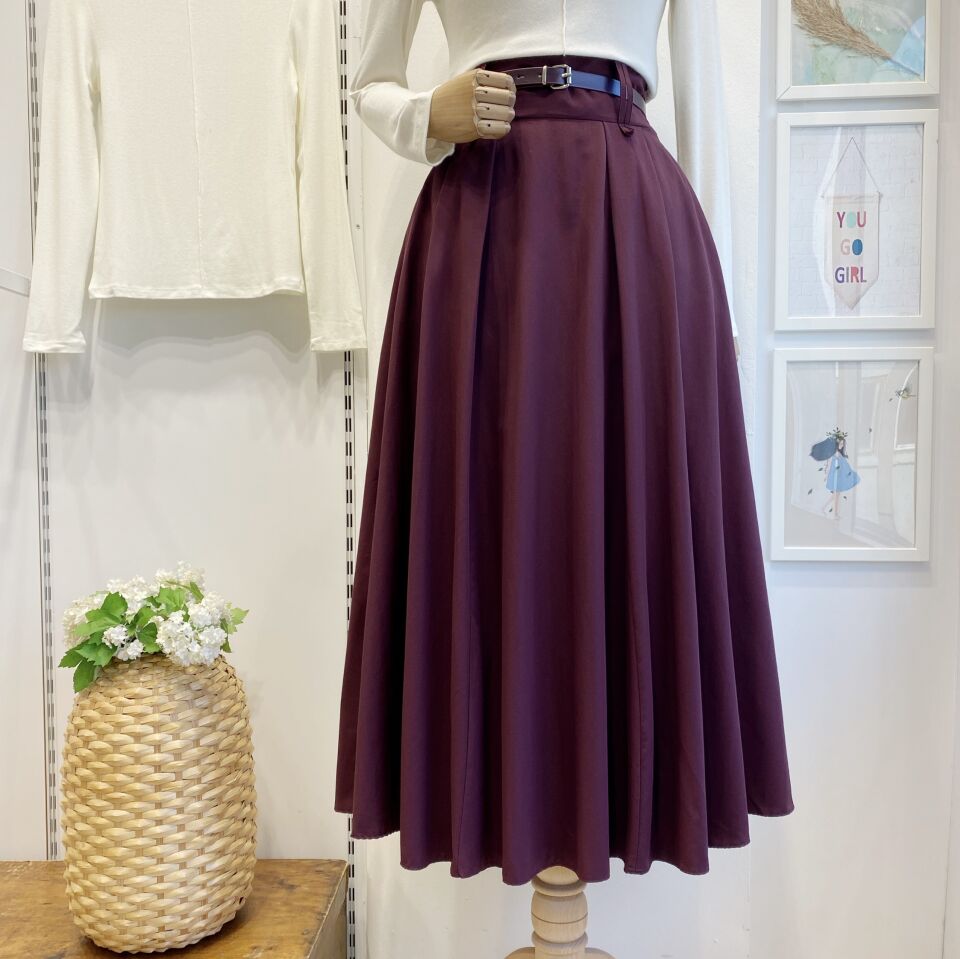 Bordo Kemer Detaylı Lavande Etek