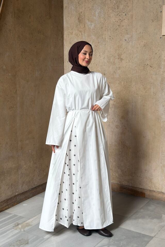 Beyaz Poplin Parçalı Aroha Tunik