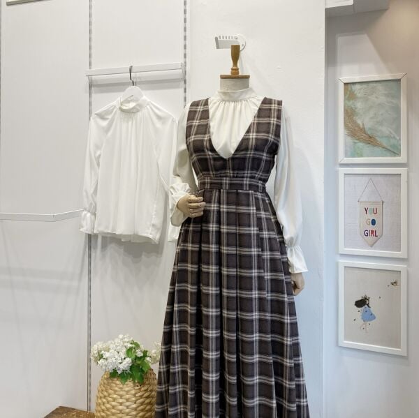 Acı Kahve Ekose Desenli Haven Jile