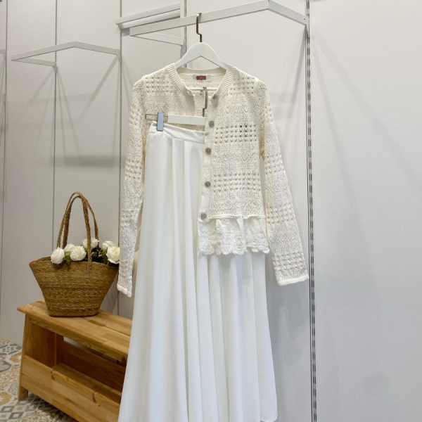 Ucu Fistolu Romantik Krem Hırka