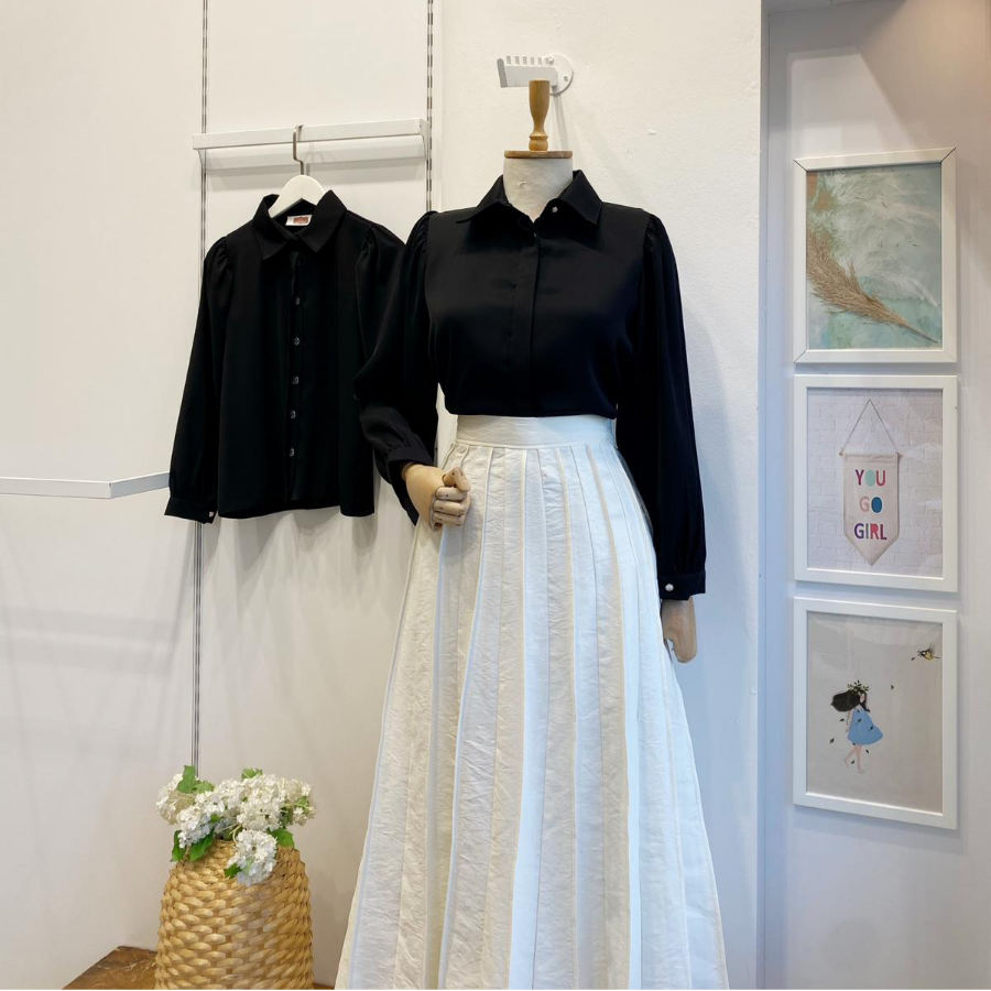 Siyah Saten Agate Gömlek