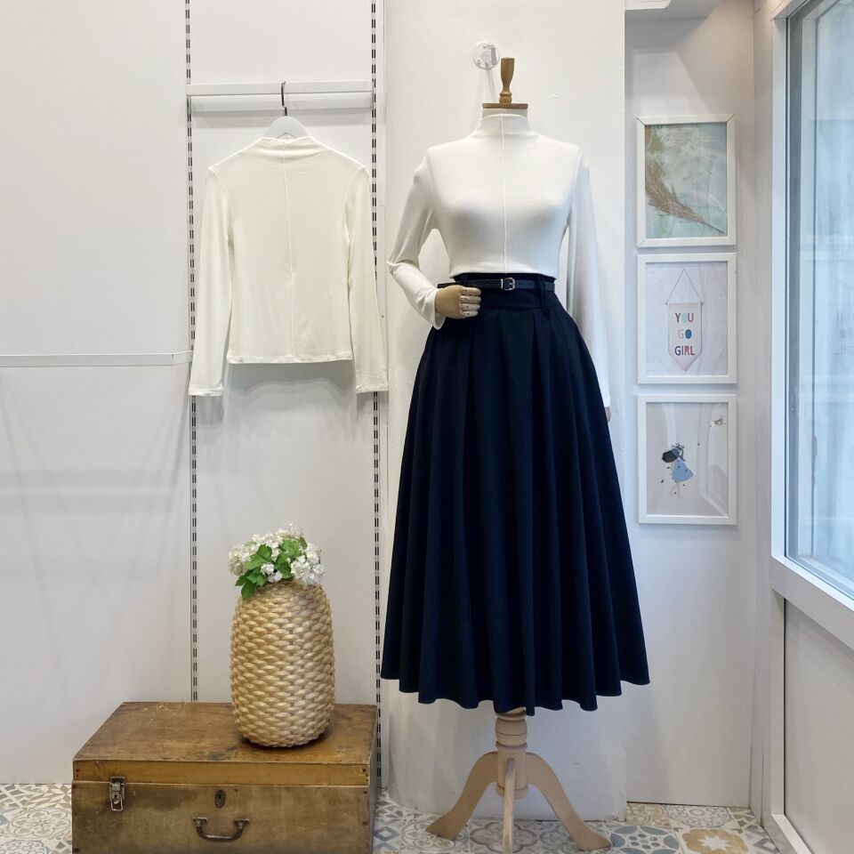 Siyah Kemer Detaylı Lavande Etek