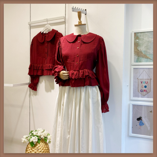 Bebe Yaka Fisto Geçişli Bordo Gömlek