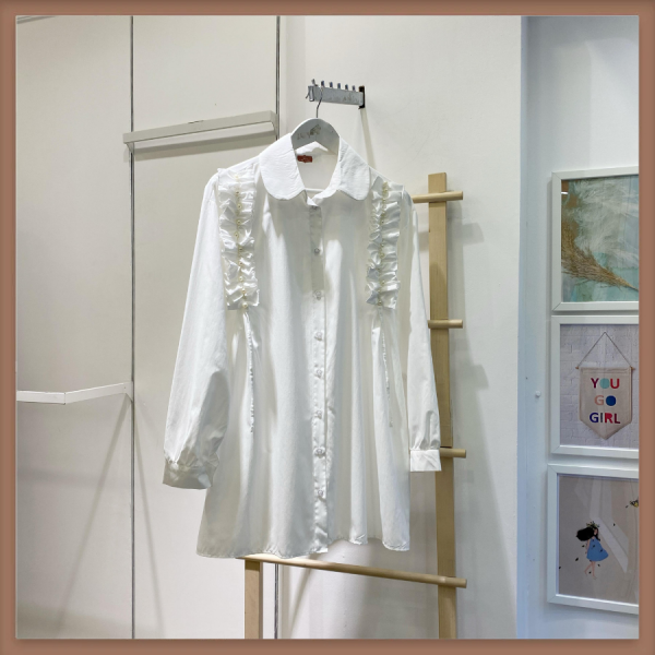 Beyaz Pearl Poplin Tunik