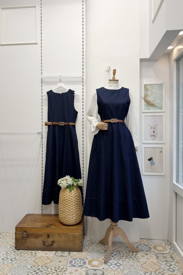 Lacivert Taba Kemerli Veloria Jile