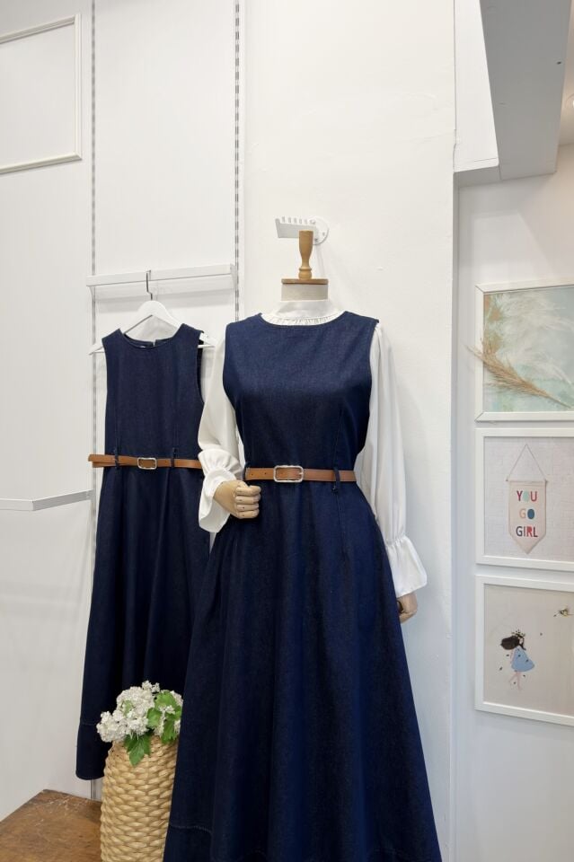 Lacivert Taba Kemerli Veloria Jile