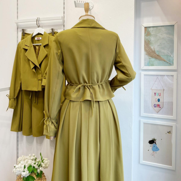 Yağ Yeşili Ceketli Nora Takım