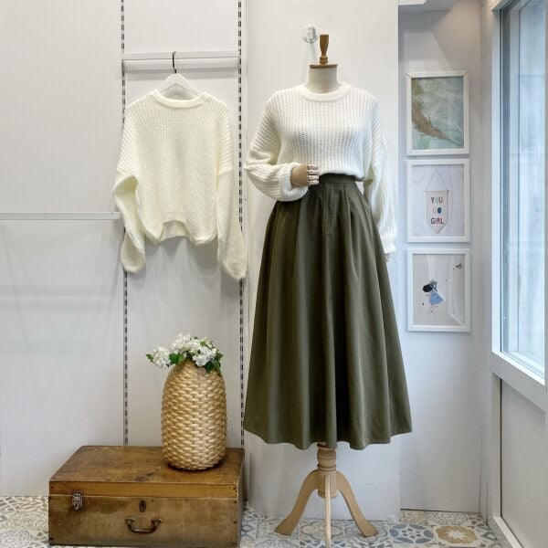 Haki Yeşili Pile Detaylı Marina Etek