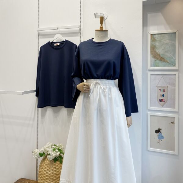 İndigo Mavi Osyho Kumaş Bluz