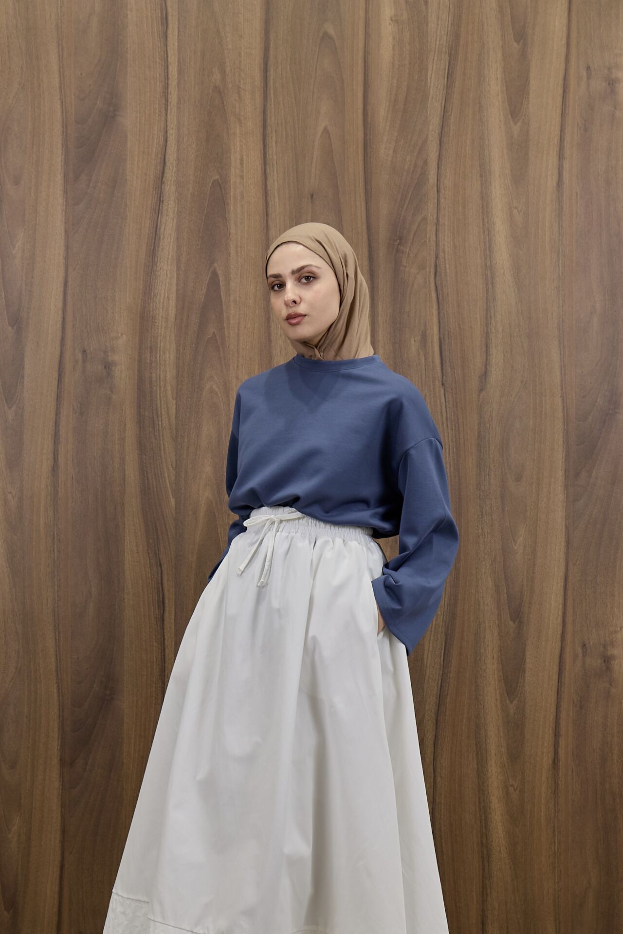 İndigo Mavi Osyho Kumaş Bluz