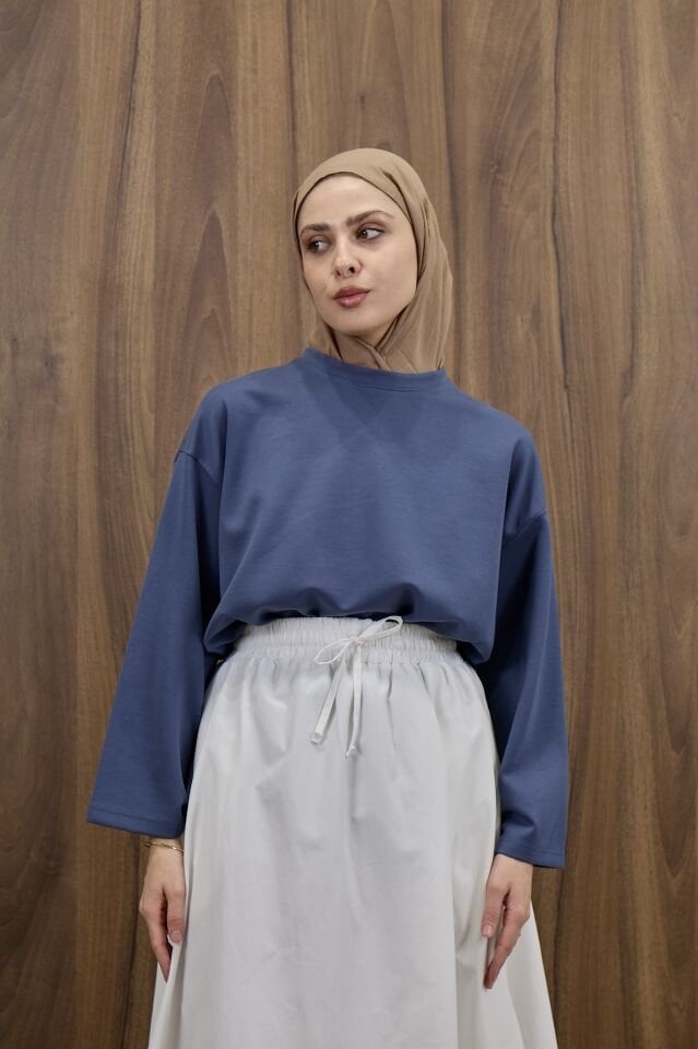 İndigo Mavi Osyho Kumaş Bluz