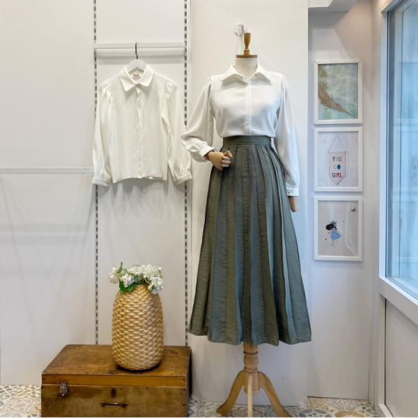 Çağla Yeşili Pileli Amelie Etek