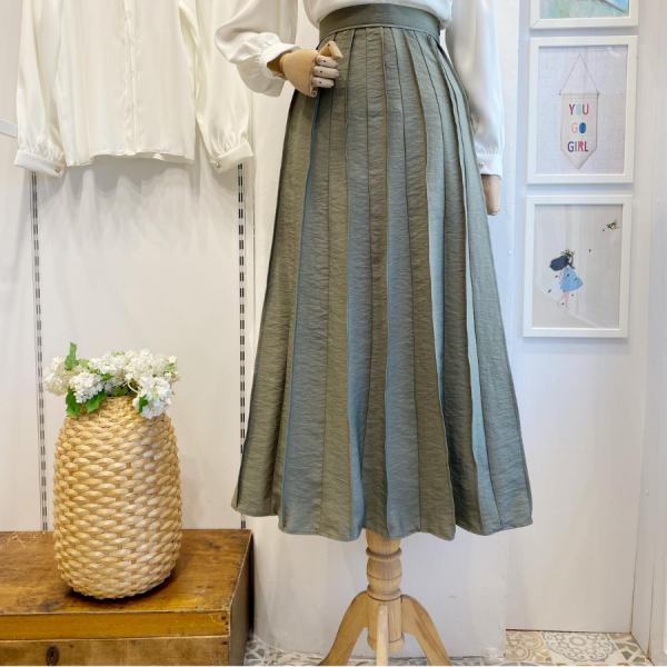 Çağla Yeşili Pileli Amelie Etek