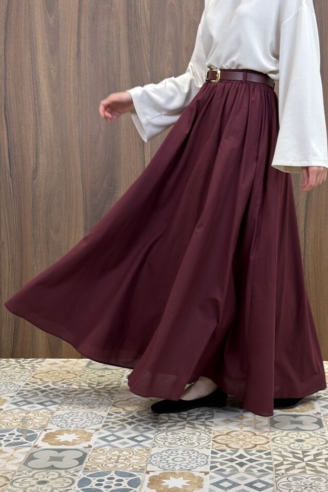Bordo Ceinture Kemerli Keten Etek