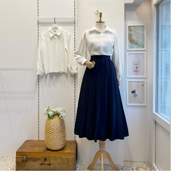 Lacivert Pileli Amelie Etek