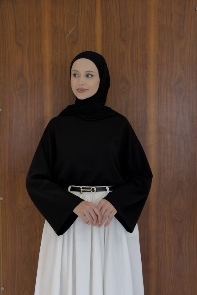 Siyah Osyho Kumaş Bluz