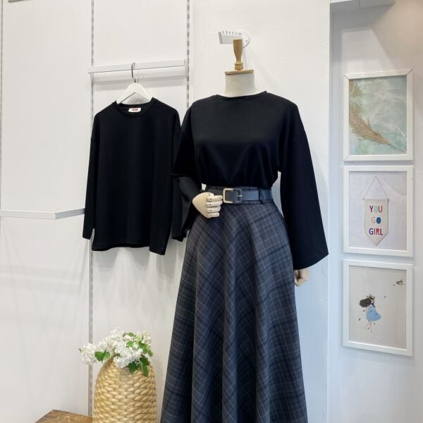 Siyah Osyho Kumaş Bluz