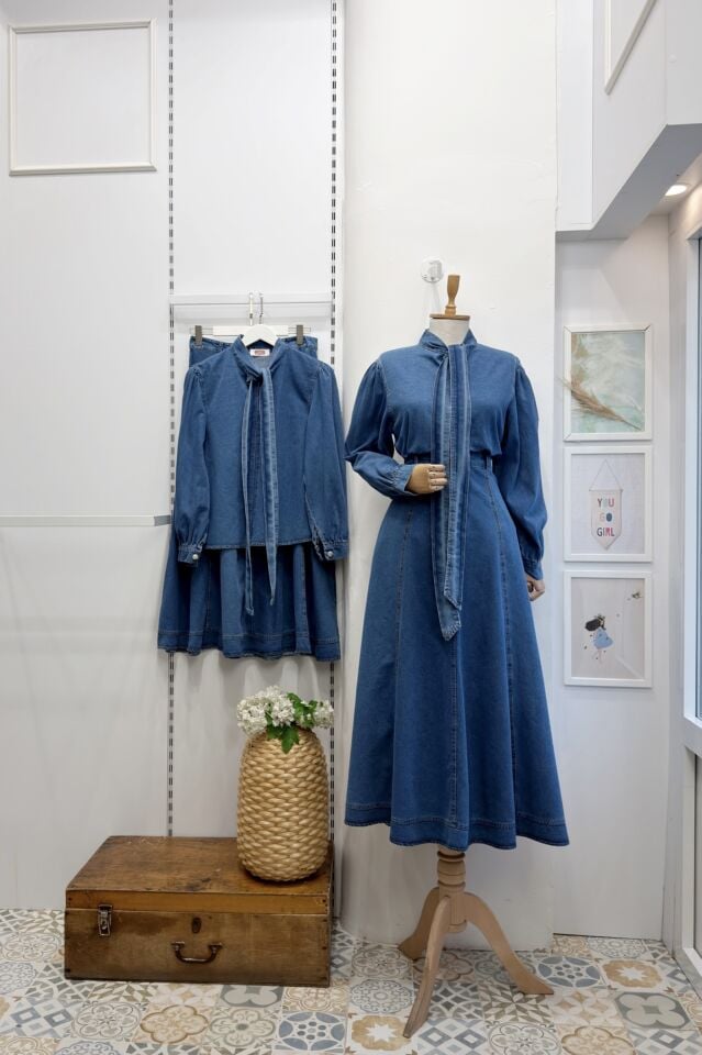 Açık Mavi Bağcıklı Eldora Kot Takım