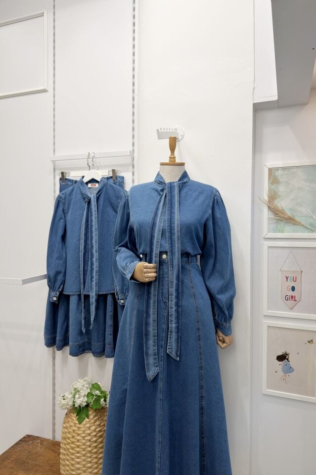 Açık Mavi Bağcıklı Eldora Kot Takım