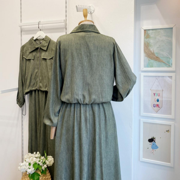 Yeşil Fermuar Detaylı Ceketli Jile Takım