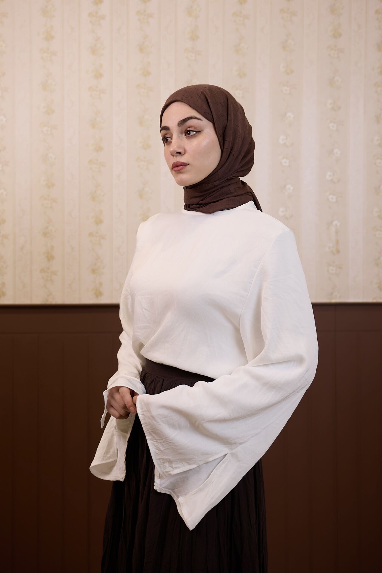 Beyaz Rosalie Saten Bluz