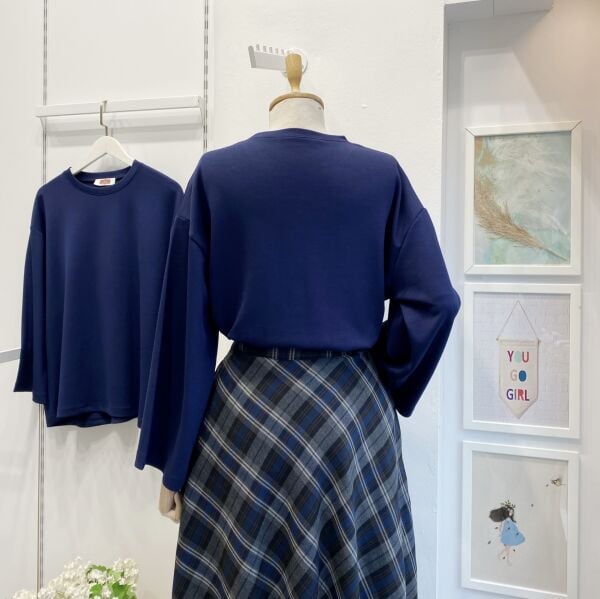 Lacivert Osyho Kumaş Bluz