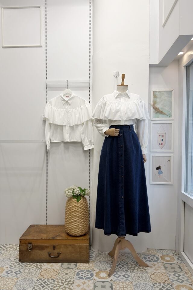 Beyaz Poplin Pelerin Gömlek