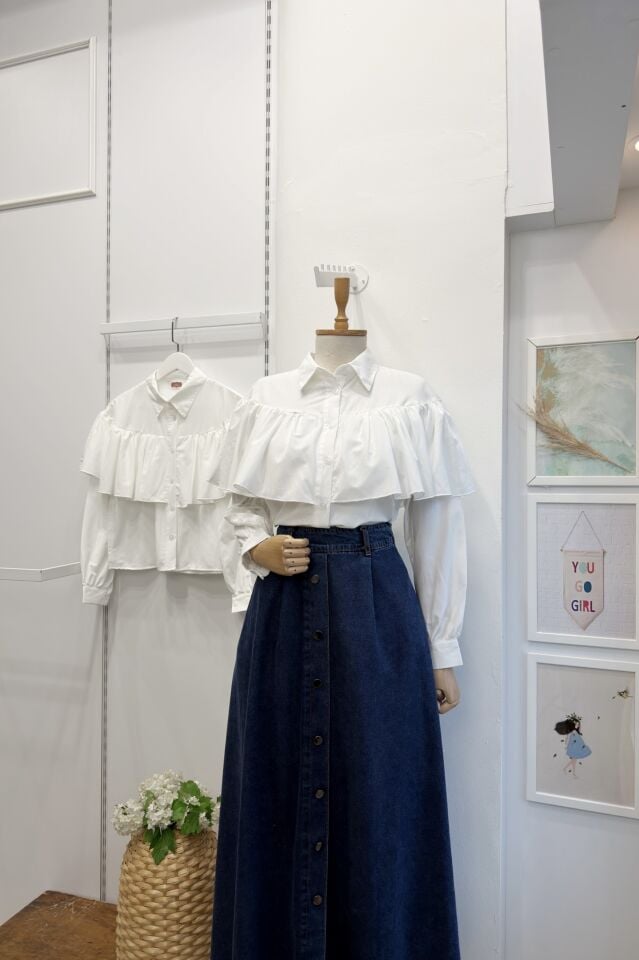 Beyaz Poplin Pelerin Gömlek