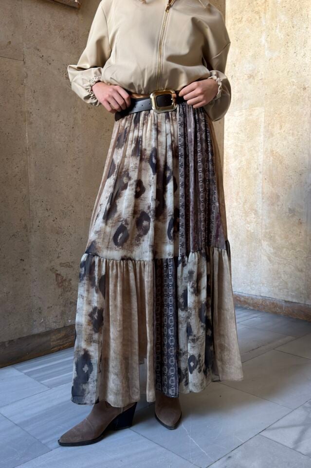 Soil Desenli Şifon Etek
